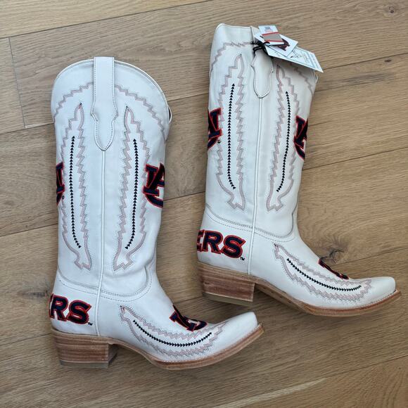 Vaccari Women's Naomi Western Game Day Leather Boots Auburn Tigers -Bone Size 9 - Picture 16 of 16